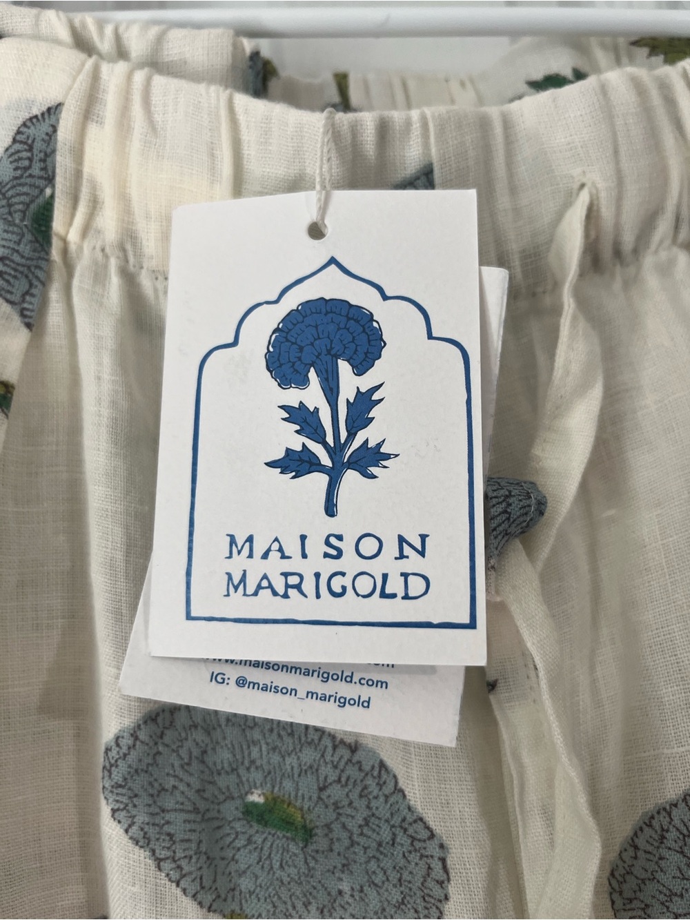 Maison Marigold Wide-Leg Linen Pants with a Green and Blue Floral Print - Picture 9 of 10